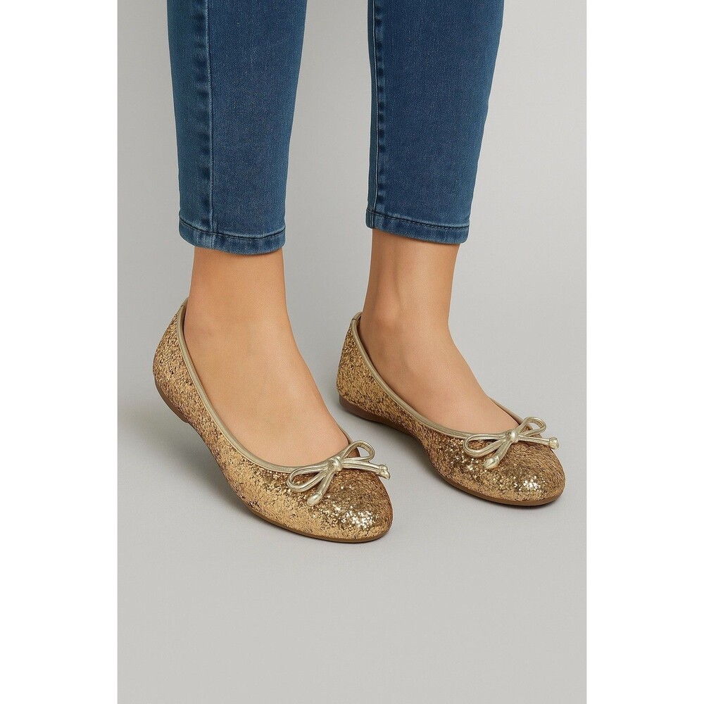 Gold Glitter Shoes Sparkle Sparkly Flats Ballet Glitter Party Womens 8